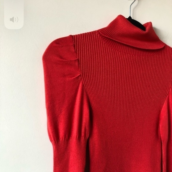 Nwt-Anthropologie “Chelsea” Ribbed Puff Sleeve Lightweight Turtleneck - Picture 4 of 8